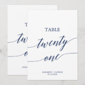 Elegant marinescalligrafie Tabel 21 Tabelnummer Kaart (Voorkant / Achterkant)