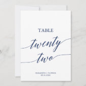 Elegant marinescalligrafie Tabel 22 Tabelnummer Kaart (Voorkant)