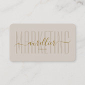 Elegant Marketing Monogram Naam Script Sand Gold Visitekaartje (Voorkant)