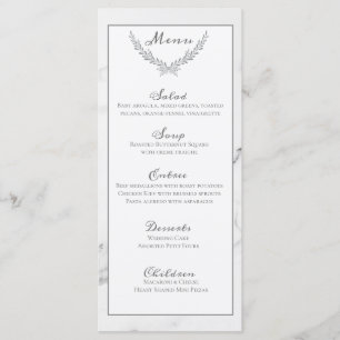 Elegant marmer en krans bruiloft Menu Kaart