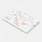 Elegant Marmer en Roos Gouden Folie Monogram Post-it® Notes (Schuin)