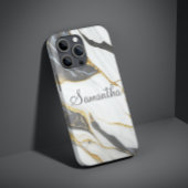 Elegant Marmer Gepersonaliseerd Goud Grijs & Wit Case-Mate iPhone Case