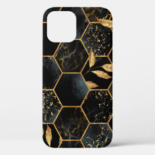 Elegant marmer & goud: Abstracte zeshoek textuur iPhone 12 Hoesje