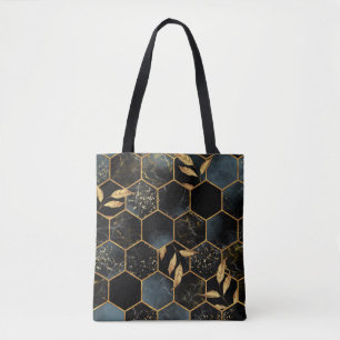 Elegant marmer & goud: Abstracte zeshoek textuur Draagtas