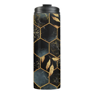Elegant marmer & goud: Abstracte zeshoek textuur Thermosbeker