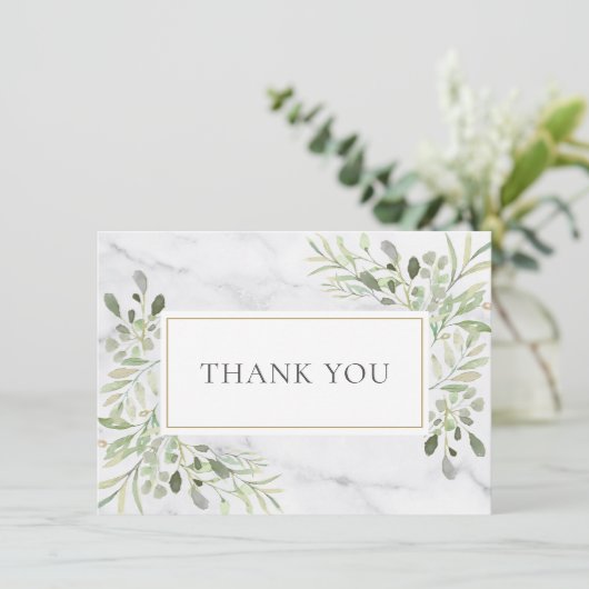 Elegant Marmer Groene Bladeren Bedankt (Staand voorkant)