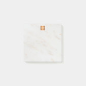 Elegant marmer metallic koper vierkant monogram post-it® notes (Voorkant)