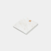 Elegant marmer metallic koper vierkant monogram post-it® notes (Schuin)