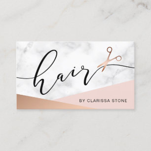 Elegant marmer & roos gold scissors haarstylist b visitekaartje