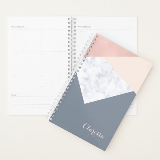 elegant marmer roos goud grijs beige geometrische planner (Display)