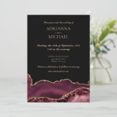 Elegant Marmer Roze Agaat bruiloft uitnodiging (Staand voorkant)