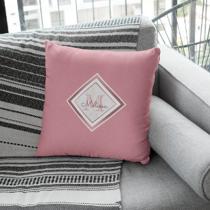 Elegant marmer roze Rose Gold Monogram Kussen