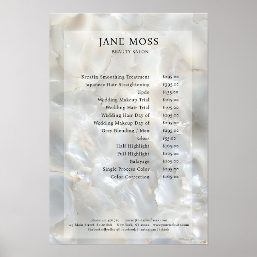 Elegant, Marmer, Salon, Prijslijst Poster (Voorkant)