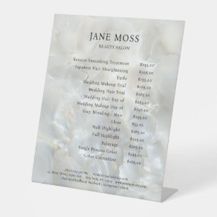 Elegant, Marmer, Salon, Prijslijst Reclamebord Met Voetstuk