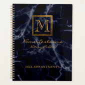 Elegant marmer Square Gold monogram Notaris Planner (Voorkant)
