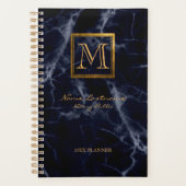 Elegant marmer Square Gold monogram Notaris Planner (Voorkant)