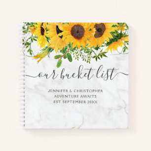 Elegant marmer Sunflower Our Bucket List Couples Notitieboek