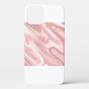 Elegant marmer textuur. Roos goudvloeistof glanzen iPhone 12 Hoesje