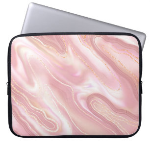 Elegant marmer textuur. Roos goudvloeistof glanzen Laptop Sleeve