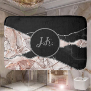 Elegant Marmer Wit Stof Zilver Nep Folie Badmat