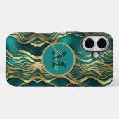 Elegant marmeren beige turquoise blauw Blauwgroen  Case-Mate iPhone Case (Achterkant (horizontaal))