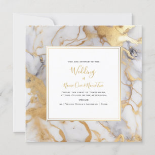 Elegant, marmeren gouden effect, huwelijksuitnodig kaart