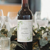 Elegant Marmeren Groene Goud Geometrische Trouwdag Wijn Etiket