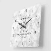 Elegant Marmeren Huwelijksjubileum Bruiloft Vierkante Klok (Hoek)