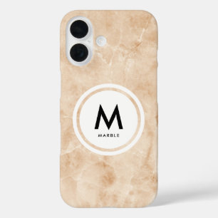 Elegant Marmeren Monogram- Rock Textuur iPhone 16 Hoesje