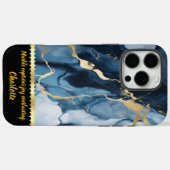 Elegant marmeren ontwerp met blauwe en gouden acce Case-Mate iPhone case (Achterkant (horizontaal))