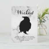 Elegant Marmeren Raaf Halloween Kostuumfeest Kaart (Staand voorkant)
