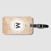 Elegant Marmeren Steen Monogram Bagagelabel (Voorkant (horizontaal))