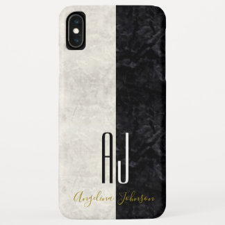 Elegant Marmeren Zwart-wit Initialen Monogram iPhone XS Max Hoesje