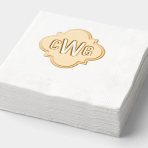 Elegant Marokkaans Quatrefoil 3 Initiaal Monogram Folie Servetten