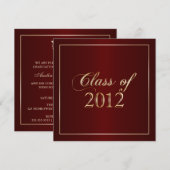Élégant Maroon and Gold Class of 2012 Invitation (Devant / Derrière)