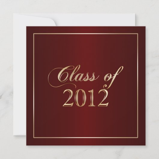 Élégant Maroon and Gold Class of 2012 Invitation (Devant)
