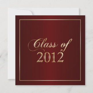 Elegant Maroon and Gold Class of 2012 Invitation Kaart