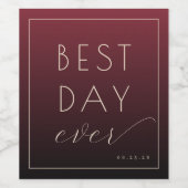Elegant Maroon Calligraphy Celebration Wijn Etiket (Enkel label)
