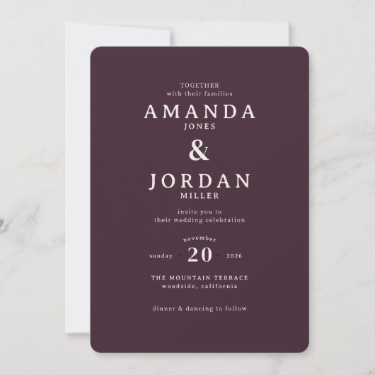 Elegant Maroon Calligraphy Wedding Invitation (Devant)