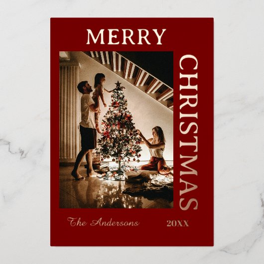 Elegant Maroon en rooskleurig goud Folie Feestdagenkaart (Voorkant)