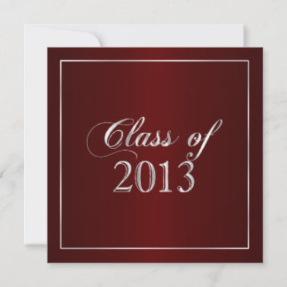 Elegant Maroon en Silver Class of 2013 Invitation Kaart