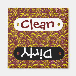 Elegant Maroon en Yellow Lace Damask Pattern Magneet