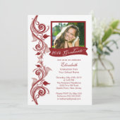Elegant Maroon Foto Graduparty Uitnodiging (Staand voorkant)