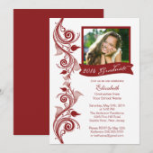 Elegant Maroon Foto Graduparty Uitnodiging (Voorkant / Achterkant)