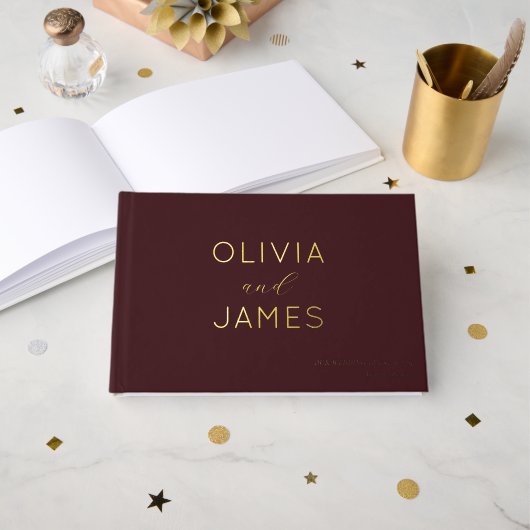 Elegant Maroon Gold Confetti (Recto ouvert)