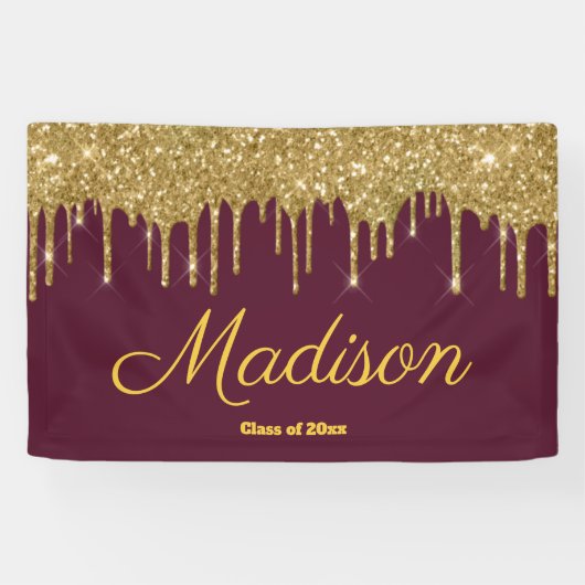 Elegant Maroon Gold Graduation Party Class van 202 Spandoek (Horizontaal)