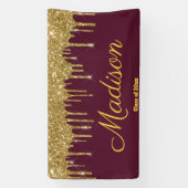 Elegant Maroon Gold Graduation Party Class van 202 Spandoek (Verticaal)