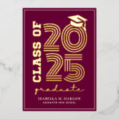 Élégant Maroon Gold High School Grad Faire-part (Recto)