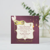 Elegant Maroon & Gold Masquerade Party Uitnodiging (Staand voorkant)