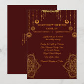 Elegant Maroon & Gold Wedding Invitation (Devant / Derrière)